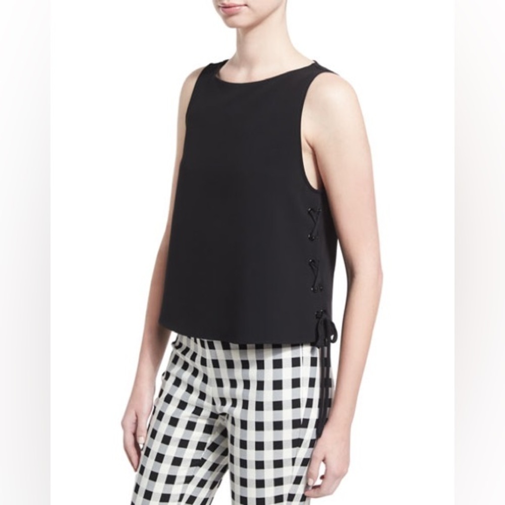 Rag & Bone || Eliza Lace‎ Up Tie Sides Sleeveless Tunic Top Black Large